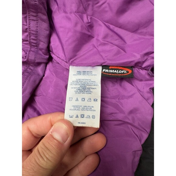 #Lands End Women's Primaloft Ski Jacket M 10-12, Full Zipper Hooded Black & Pink - Picture 6 of 13